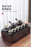 唐豐（TANGFENG）功夫茶具套裝多功能收納一體茶盤(pán)陶瓷側把茶壺茶杯喝茶泡茶具小套 長(cháng)方直角收納盒配黑盤(pán) 曬單實(shí)拍圖
