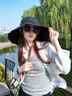 CACUSS大帽檐防曬帽子女士夏季防紫外線(xiàn)遮陽(yáng)漁夫帽戶(hù)外沙灘太陽(yáng)帽 黑中 曬單實(shí)拍圖