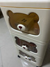 海佳達嬰兒用品置物架小推車(chē)零食玩具多層收納柜抽屜式落地可移動(dòng)儲物架 奶油萌趣熊-3層【推車(chē)款】 曬單實(shí)拍圖