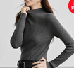 紅袖肌理感針織衫上衣秋季新款女裝正肩顯瘦氣質(zhì)百搭保暖半高領(lǐng)毛衣 深灰080 L 曬單實(shí)拍圖