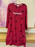 長(cháng)袖睡裙女秋冬款純棉2026新款大碼寬松媽媽中老年紅色睡衣裙薄款 深紅 8905#深紅點(diǎn)-100%棉 L (105-119斤) 曬單實(shí)拍圖