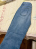 紅蜻蜓加絨加厚藍色窄版直筒牛仔褲女春秋冬微胖梨形小個(gè)子顯瘦闊腿褲子 淺藍色 加絨 加長(cháng) L （106-120斤） 曬單實(shí)拍圖
