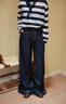 仿佛（FUUNNY FEELLN）FF金晨同款牛仔褲女2026春季新款天絲混紡舒適高腰長(cháng)款寬松闊腿褲 暗青紫色 M 曬單實(shí)拍圖