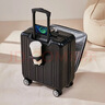 廣璐迪前開(kāi)蓋小行李箱拉桿箱可上飛機登機箱18密碼旅行箱子皮箱結實(shí)耐用 炫酷黑 【USB/Type-c 雙充電口】 18英寸 登機箱+干濕分離+杯架 曬單實(shí)拍圖