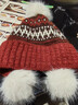 CACUSS帽子冬季女可愛(ài)毛線(xiàn)帽費爾島風(fēng)針織帽堆堆護耳保暖帽子女騏驥紅 曬單實(shí)拍圖