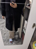 Aosijie高端品牌雙面羊絨大衣女秋冬新款韓版氣質(zhì)優(yōu)雅寬松顯瘦羊毛呢外套 鋼琴黑 L 【126-170斤】 曬單實(shí)拍圖