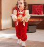 乖奇熊女寶寶假兩件連體衣春秋季長(cháng)袖紅色衣服外出哈衣爬服嬰兒周歲禮服 大紅 90cm 曬單實(shí)拍圖