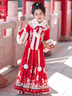 芭米諾漢服女童冬款拜年服新年國風(fēng)秋冬裝馬面裙冬季兒童唐裝 紅色 140 曬單實(shí)拍圖