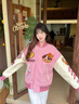 BJHG【飛天小女警聯(lián)名】不計后果美式棒球服夾克女款春季寬松復古外套 花花粉 M 110-140斤 曬單實(shí)拍圖