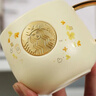 星巴克（Starbucks）杯子陶瓷馬克杯經(jīng)典黑白情侶咖啡水杯帶蓋勺大容量家用禮物盒裝 金桂單杯+金色勺子 曬單實(shí)拍圖