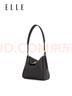 ELLE女包新款頭層牛皮單肩包大容量托特包24218情人節送女友禮物 黑色 中包 曬單實(shí)拍圖