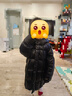 高梵黑金兒童鵝絨服5.0長(cháng)款加厚男女小童精靈帽寶寶保暖羽絨服外套 YT黑色 130 【充絨量 149g】 曬單實(shí)拍圖