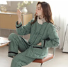 浪莎（LangSha）睡衣女冬季三層夾棉加厚加絨保暖家居服女士冬天法蘭絨可外穿套裝 1741鼠尾草綠 L 【160-165c110-120斤】 曬單實(shí)拍圖