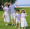 小熊精靈（xiaoxiongjingling）親子裝夏季短袖套裝2026新款海邊旅游度假一家三四口母女半身裙子 男款套裝/女款套裝 175 媽媽XL碼(建議體重115-125斤) 曬單實(shí)拍圖