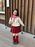 moonkids童裝女童紅色裙子秋冬款新年戰袍半身裙兒童加厚百褶短裙 4539紅格子半身裙 110 cm 曬單實(shí)拍圖