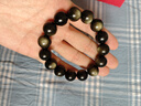 金石靈天然黑曜石手串男女款金曜石貓眼石水晶手鏈本命年送男女生日禮物 曬單實(shí)拍圖