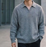 班尼路（Baleno）S&K系列高級感翻領(lǐng)毛衣男士秋季新款寬松休閑POLO衫長(cháng)袖男生上衣 精紡灰 XL 曬單實(shí)拍圖