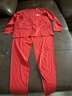 松山棉店鴻運棉莫保暖內衣套裝兒童秋衣秋褲家居服紅色本命年厚睡衣秋冬 松山紅 160 曬單實(shí)拍圖