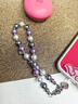 決色Udemos手機掛繩手機鏈 手機配飾 手機掛鏈時(shí)尚設計便攜防丟手串珍珠手鏈短鏈條 如意暮山紫 曬單實(shí)拍圖
