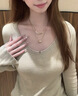伊燦雙層疊戴水鉆吊墜毛衣鏈女小眾復古高級感項鏈2025年新爆款款頸鏈 雙層疊戴水鉆吊墜毛衣鏈【金色】 曬單實(shí)拍圖