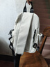 Adolham胸包男士小背包單肩斜挎包男女騎行爬山旅游隨身包運動(dòng)男生帆布包 白色【帶掛繩】 曬單實(shí)拍圖