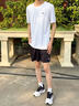 安踏速干冰絲運動(dòng)套裝男夏季新款男士短袖t恤短褲青少年跑步健身衣服 純凈白套裝【速干-斜插口袋】 L/175 適合120-140斤 曬單實(shí)拍圖