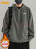 JEEP吉普衛衣男秋冬季連帽寬松男士長(cháng)袖T恤上衣服男裝 火山灰加絨 L 曬單實(shí)拍圖