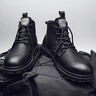 HONGNAIXING馬丁靴男鞋春秋新款高幫增高英倫復古風(fēng)休閑運動(dòng)皮鞋男士短靴子男 399-5黑色【單里】 41 曬單實(shí)拍圖