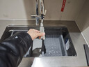 九牧（JOMOO）不銹鋼魔法師壓紋飛雨水槽大單槽濾渣洗菜盆75*48抽拉龍頭06588 曬單實(shí)拍圖