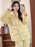 衣品元珊瑚絨睡衣女加厚保暖韓版黃色KT格子波點(diǎn)可愛(ài)外套開(kāi)衫家居服套裝 黃白格子 均碼 (120斤以?xún)龋?曬單實(shí)拍圖
