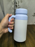 沐韓（MUHAN）保溫杯女1200ml大容量陶瓷內膽保冷保溫水杯帶把手寬口杯燜茶杯男 藍白1200ml【316不銹鋼】 曬單實(shí)拍圖