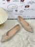 卓詩(shī)尼平底單鞋女2026春新款法式軟底秀禾絕美結婚瓢鞋宴會(huì )尖頭新娘婚鞋 香檳金 37 曬單實(shí)拍圖