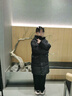 鴨鴨兒童羽絨服男童女童中大童長(cháng)款加厚初中生加絨外套 鉆石黑 150cm  曬單實(shí)拍圖