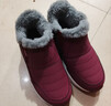 足力健老人鞋加絨羊毛靴中老年防寒保暖雪地靴棉鞋冬季女鞋 8689K酒紅39 曬單實(shí)拍圖