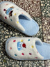 名創(chuàng  )優(yōu)品（MINISO）彩點(diǎn)狗狗卡通趣味毛毛居家鞋女秋冬可愛(ài)棉拖鞋月子鞋白藍38-39 曬單實(shí)拍圖