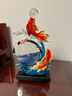 赟婭中式風(fēng)生水起年年有余招財魚(yú)擺件客廳電視柜高檔錦鯉裝飾喬遷禮物 雙魚(yú)戲水流沙畫(huà)-紅錦鯉+底座 曬單實(shí)拍圖