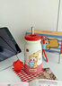 壹滴滴星星人保溫杯女高顏值便攜卡通陶瓷內膽吸管水杯學(xué)生外出便攜杯子 紅色-500ml【陶瓷內膽+便攜提手】 曬單實(shí)拍圖