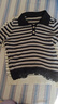 百圖betu女裝春季新款毛針織衫條紋流蘇短款長(cháng)袖毛衫女2401T12 黑色 M 曬單實(shí)拍圖