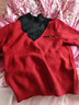 歌米拉（Gemila）半高領(lǐng)毛衣女拼色秋冬季2025新款洋氣內搭加厚針織打底衫女裝上衣 紅色 L 【110斤-120斤】 曬單實(shí)拍圖