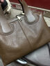 西柏萊真皮手提包包女士2026新款頭層牛皮波士頓包高級感大容量斜挎女包 焦糖色 曬單實(shí)拍圖