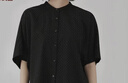 MUJI女式 萊賽爾混五分袖罩衫短袖t恤上衣女款內搭女裝25年秋季 黑色圖案 L (165/88A) 曬單實(shí)拍圖
