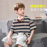 ASK JUNIOR兒童短袖T恤2026夏季韓版條紋撞色半袖打底衫男童上衣 深卡其 160 曬單實(shí)拍圖