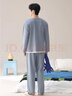 貓人男士睡衣男春夏季純棉家居服大碼休閑圓領(lǐng)新款簡(jiǎn)約風(fēng)男家居服套裝 曬單實(shí)拍圖