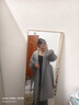 啄木鳥(niǎo)青果領(lǐng)氣質(zhì)毛毛袖毛呢大衣女士2025秋冬新款長(cháng)款系帶毛呢外套 淺灰色夾棉加 厚款 S 建議80-110斤 曬單實(shí)拍圖