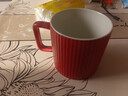 ins簡(jiǎn)約陶瓷馬克杯小眾咖啡牛奶杯早餐杯辦公家用喝水杯子北歐風(fēng) 條紋紅色 曬單實(shí)拍圖