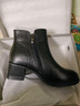 紅蜻蜓粗跟女棉靴冬季粗跟時(shí)尚圓頭高跟短靴棉鞋冬靴WJC44853 黑色 38 曬單實(shí)拍圖
