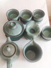 漢帝唐韻（HDTYU）汝窯功夫茶具套裝家用辦公整套冰裂釉創(chuàng  )意過(guò)濾茶具茶杯茶壺開(kāi)片可養禮盒 于平官窯天青色-井欄壺套禮盒裝 15件 曬單實(shí)拍圖