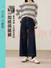 逸陽(yáng)（ESE-Y）加絨保暖九分直筒牛仔褲女2025年冬季新款闊腿褲子 深藍色 29 曬單實(shí)拍圖
