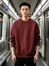 貴色高端重磅棗紅色美式復古衛衣男春秋季潮牌寬松基礎男士上衣 棗紅 L  適合120-140斤 曬單實(shí)拍圖