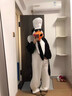 裁雨留虹高雅人士企鵝睡衣連帽惡搞cos服創(chuàng  )意抽象加厚睡袍可外穿連體套裝 黑白企鵝+廚師帽+勺子+鞋 S （身高150-155體重80-100斤） 曬單實(shí)拍圖